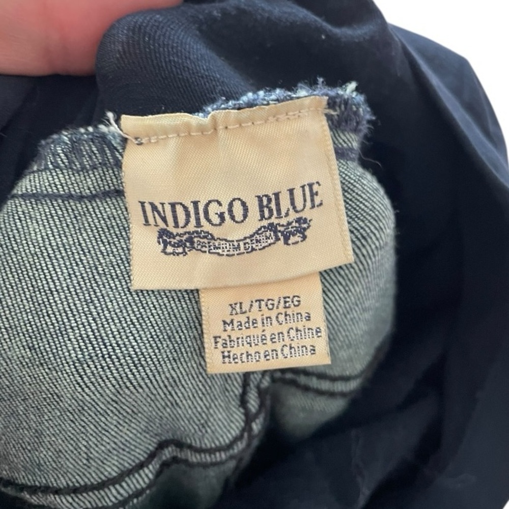 Indigo Blue Full panel Belly Maternity Jeans Dark Denim Stretchy Womens XL blue - Picture 5 of 5